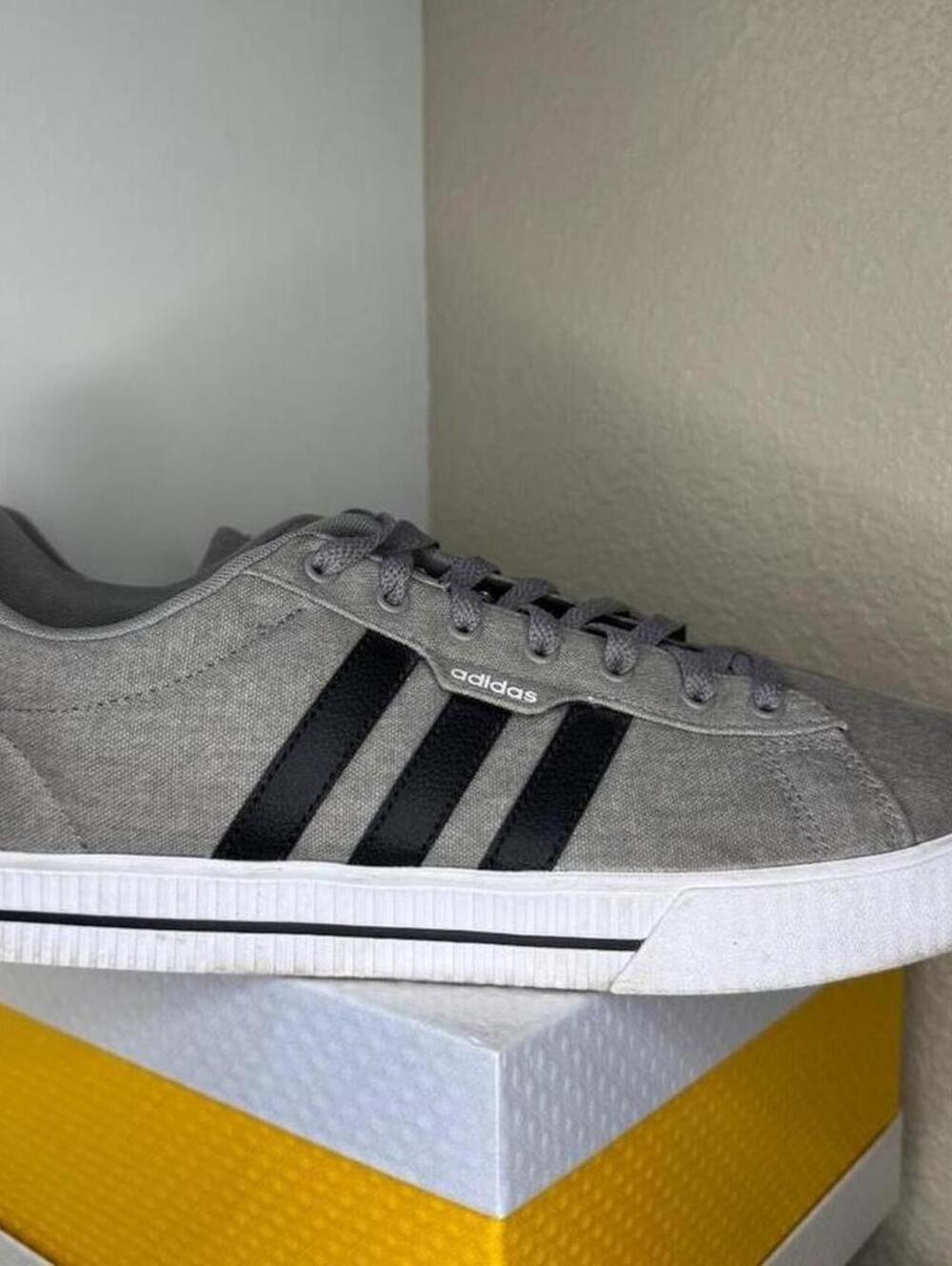 adidas Daily 3.0 Sneakers Men's 13 Gray Canvas Black Stripe Skate Shoes